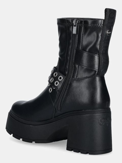 Buffalo botki Mila Rock Boot kolor czarny na słupku 1220082-BLK