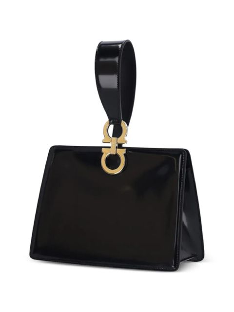 Ferragamo double Gancini leather clutch bag - Black