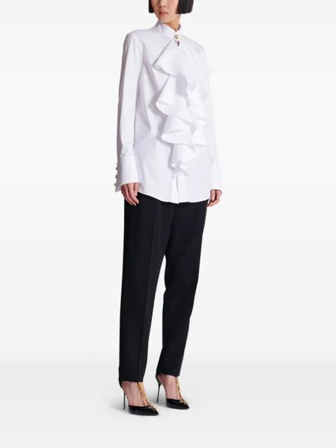 Balmain ruffled poplin shirt - White
