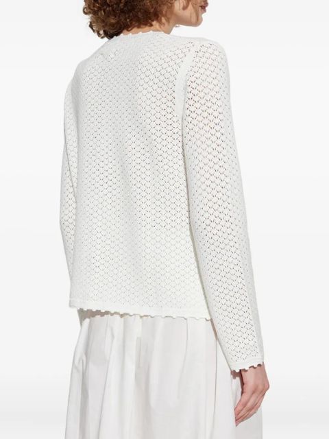Posse crochet-detail buttoned cardigan - White