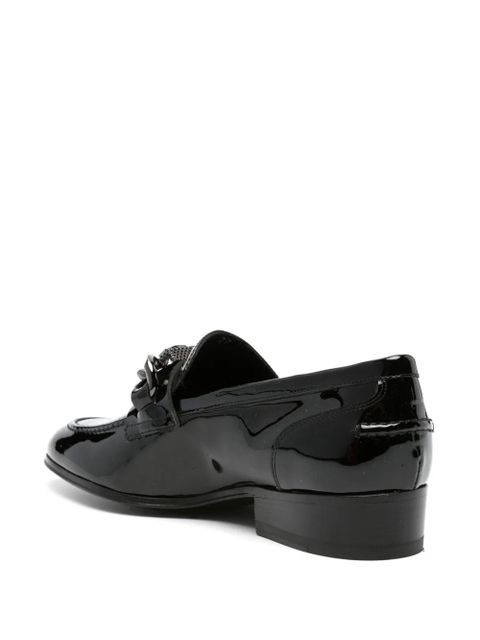 Casadei buckle-embellished patent leather loafers - Black