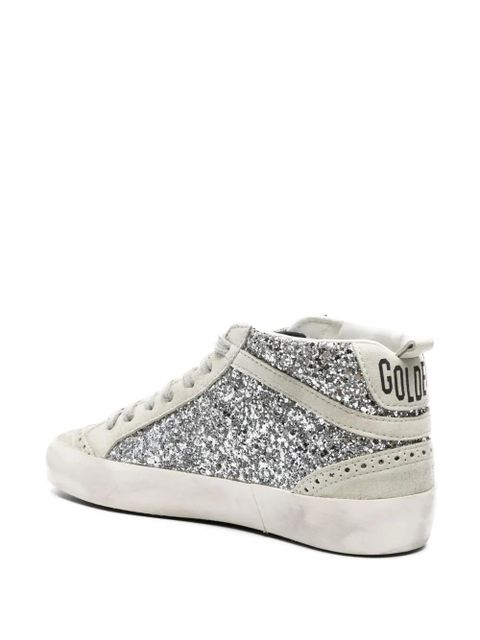 Golden Goose Mid-Star glitter-detail leather sneakers - Silver