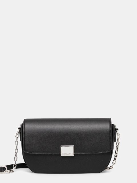 Karl Lagerfeld torebka skórzana K/FOREVER kolor czarny A4W30262