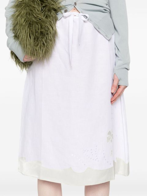 Prada embroidered linen skirt - White