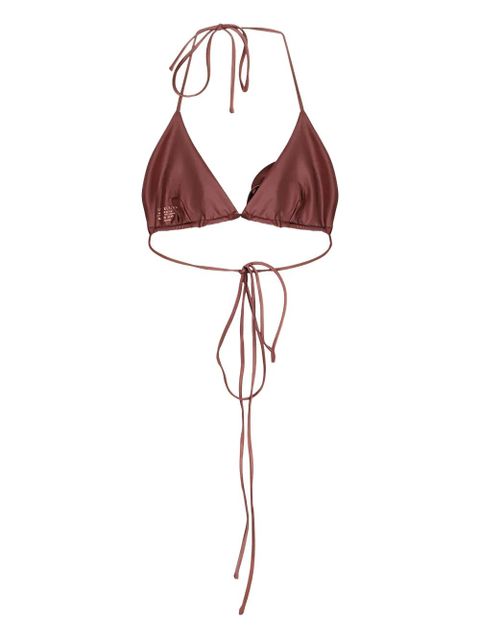 Magda Butrym rose-embellished triangle bikini top - Brown - zdjęcie produktu nr 1