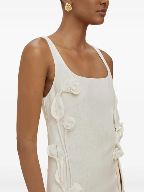 FARM Rio floral-appliqué mini dress - Neutrals