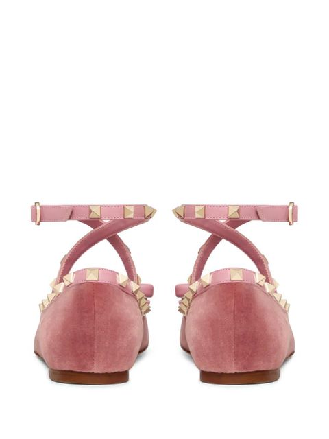 Valentino Garavani Rockstud velvet ballet flats - Pink