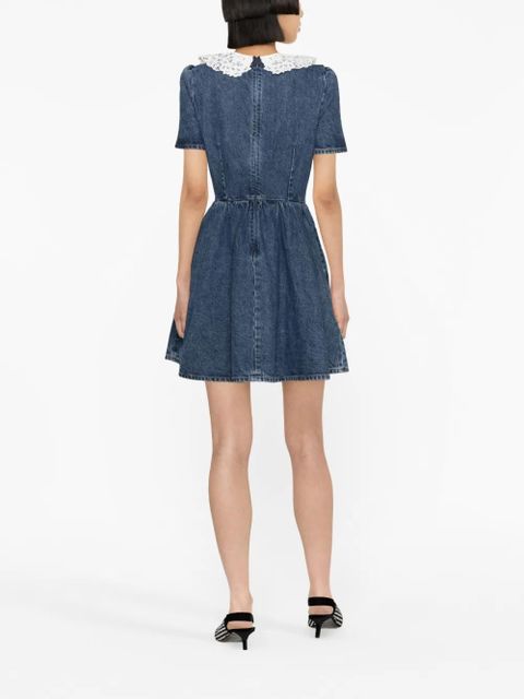 Self-Portrait lace-trim denim minidress - Blue