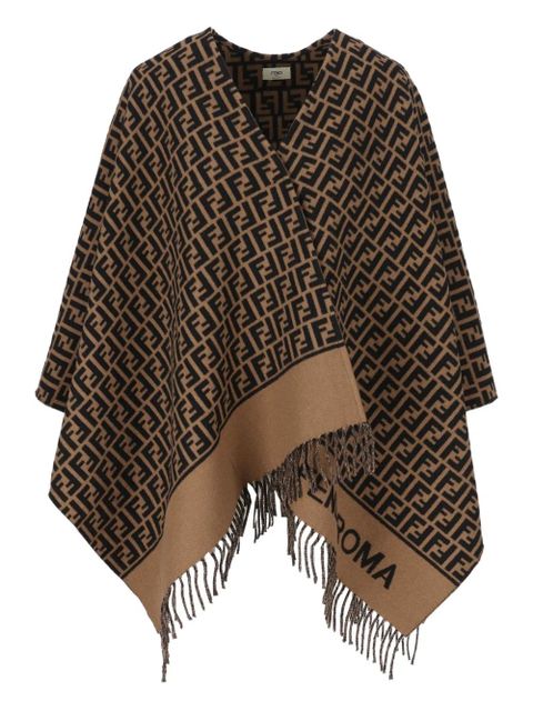 FENDI jacquard-pattern fringed poncho - Brown - zdjęcie produktu nr 1