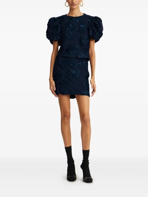 ROTATE BIRGER CHRISTENSEN floral-embellished puff-sleeve top - Blue - zdjęcie produktu nr 2