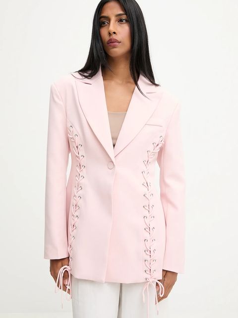 Answear Lab marynarka kolor różowy jednorzędowa gładka