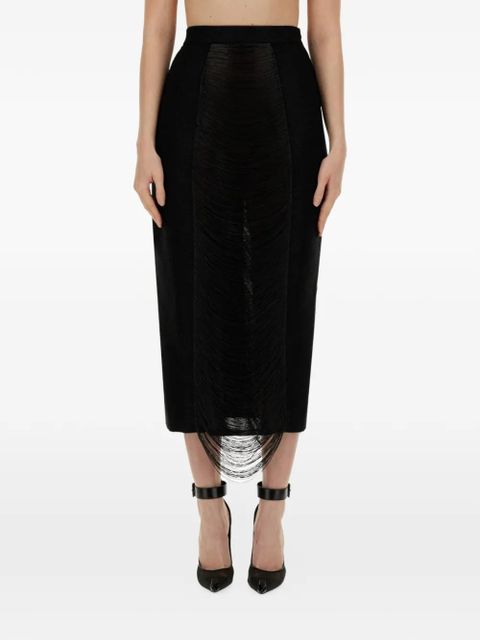Alexander McQueen fringed-detail midi skirt - Black - zdjęcie produktu nr 1