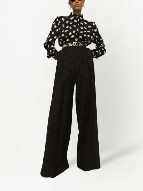 Dolce & Gabbana DNA DG-logo stretch-silk shirt - Black