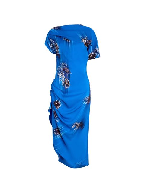 Proenza Schouler Antonella printed draped midi dress - Blue - zdjęcie produktu nr 1