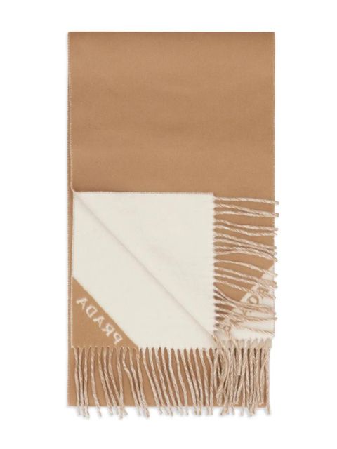 Prada frayed double cashmere scarf - Neutrals