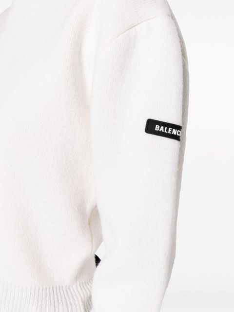 Balenciaga logo-patch stretch-wool jumper - White