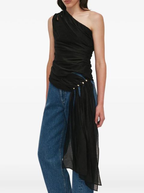Aje asymmetric drape one-shoulder top - Black