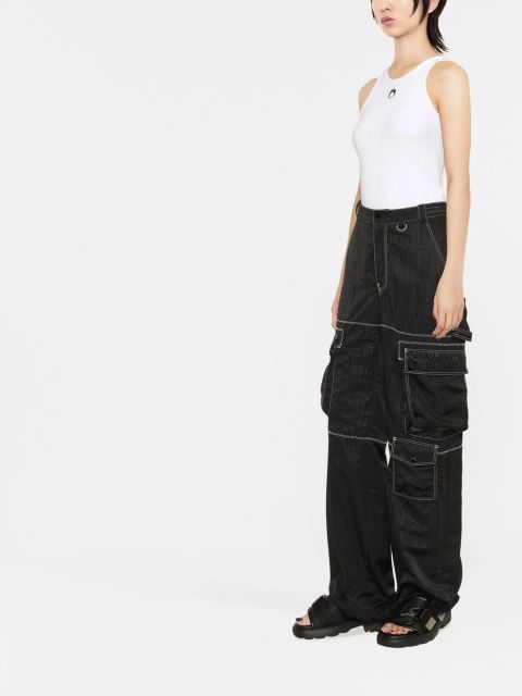 Marine Serre wide-leg moire cargo trousers - Black