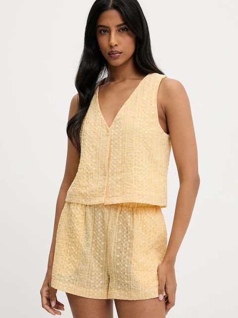 Answear.LAB kamizelka i szorty damski kolor żółty - zdjęcie produktu nr 1