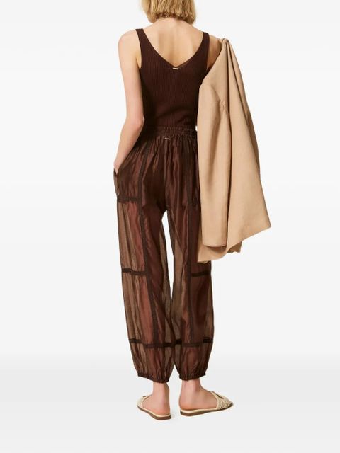 TWINSET elastic-waistband trousers - Brown