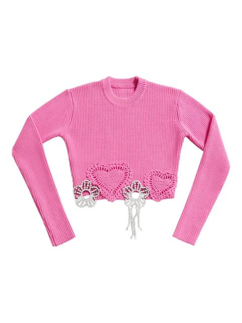 AREA crochet-flower crystal-embellished sweater - Pink - zdjęcie produktu nr 1