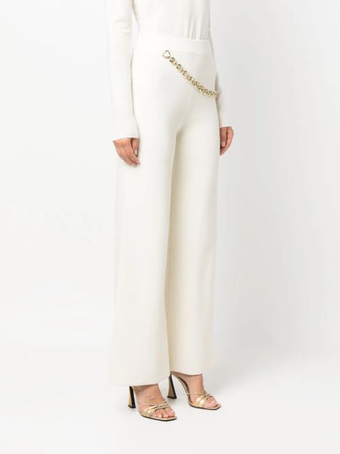 Rabanne chainmail-detail wool-cashmere trousers - White