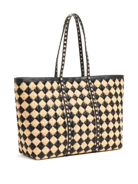 Valentino Garavani Rockstud embroidered tote bag - Neutrals