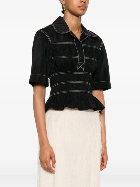 Nanushka smocked-detail shirt - Black