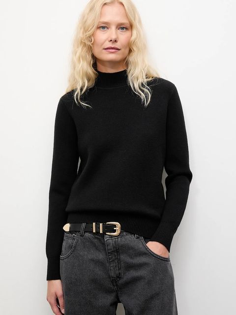 Answear.LAB sweter z kaszmirem damski kolor czarny z półgolfem