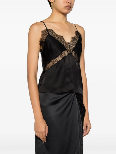 ANINE BING Amelie lace-embroidered top - Black