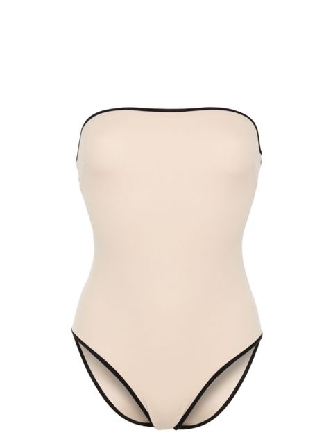 TOTEME striped-edge strapless swimsuit - Neutrals - zdjęcie produktu nr 1