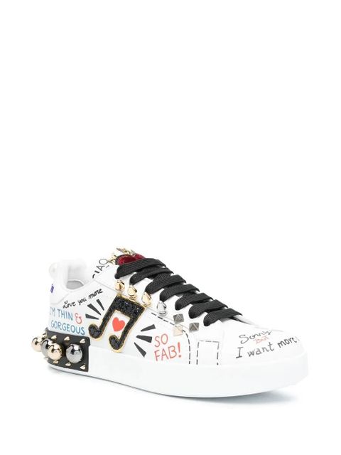 Dolce & Gabbana Portofino appliqué sneakers - White