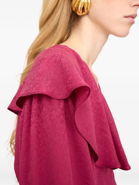 Chloé round-nek ruffled silk blouse - Pink