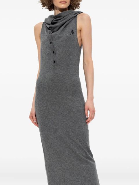 The Attico cowl-neck buttoned midi dress - Grey