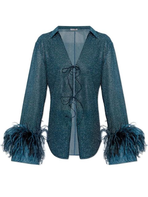 Oséree Lumière Plumage tie-fastening top - Blue - zdjęcie produktu nr 1