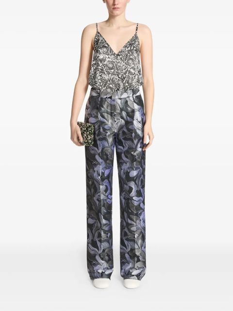 DRIES VAN NOTEN floral-print tailored pants - Black - zdjęcie produktu nr 2