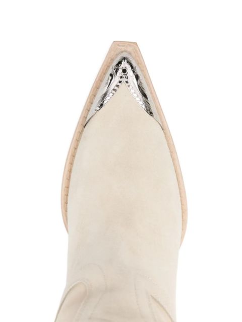 Paris Texas El Dorado metal toe 10mm suede boots - White
