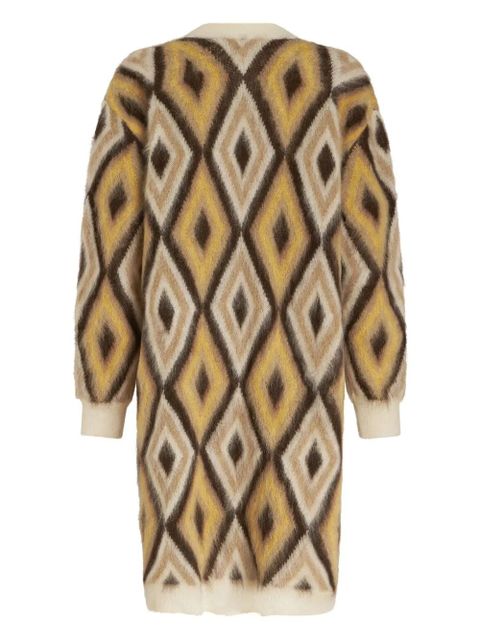 ETRO diamond-print brushed-effect cardi-coat - Neutrals