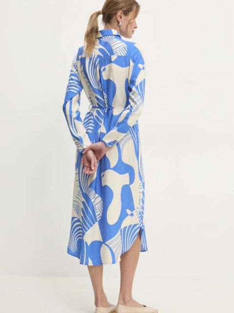 Answear.LAB sukienka kolor niebieski midi prosta