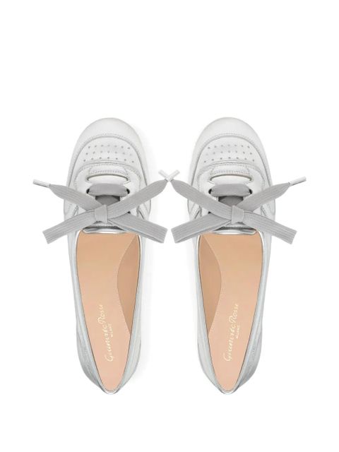 Gianvito Rossi lace-up perforated ballet flats - Silver