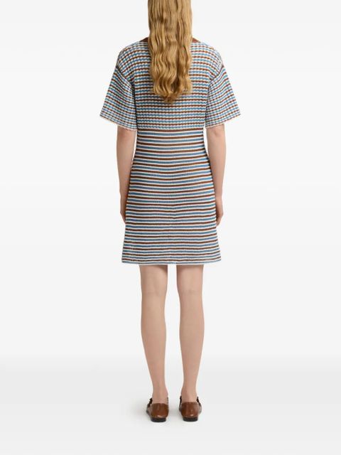 Marni striped crocheted A-line dress - Blue