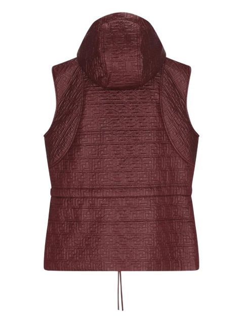 FENDI zip-fastening hooded quilted gilet - Red
