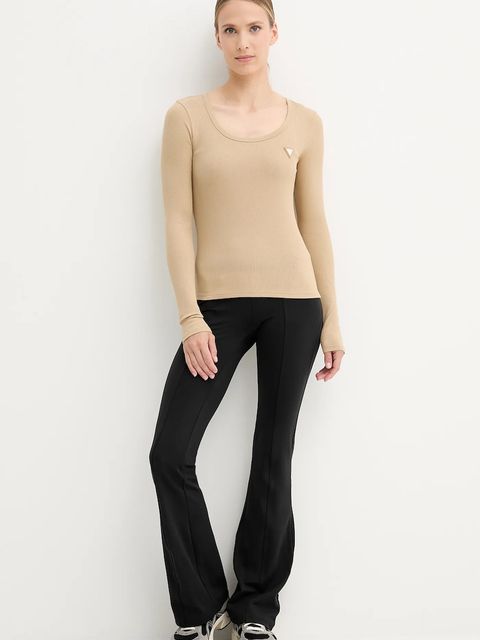 Guess longsleeve damski kolor beżowy V4BP07 K8RT2 - zdjęcie produktu nr 2