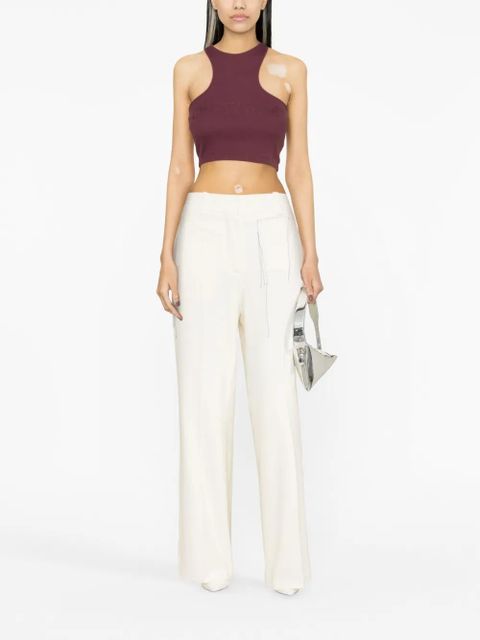 Off-White logo-print ribbed-knit racerback top - Red - zdjęcie produktu nr 2