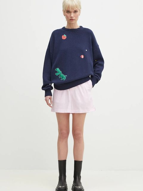Fiorucci sweter z domieszką wełny Multipatch Dinosaur kolor granatowy ciepły M02SPKSW255KN01BL05