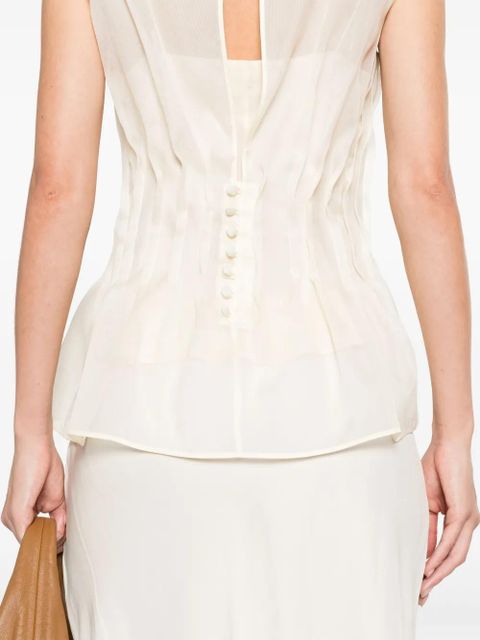 KHAITE Westin semi-sheer silk blouse - Neutrals