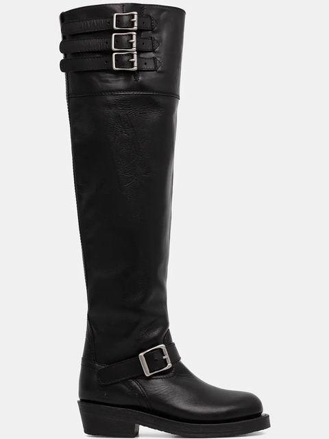 Polo Ralph Lauren kozaki skórzane Biker Boot damskie kolor czarny na płaskim obcasie 818973063001 - zdjęcie produktu nr 2