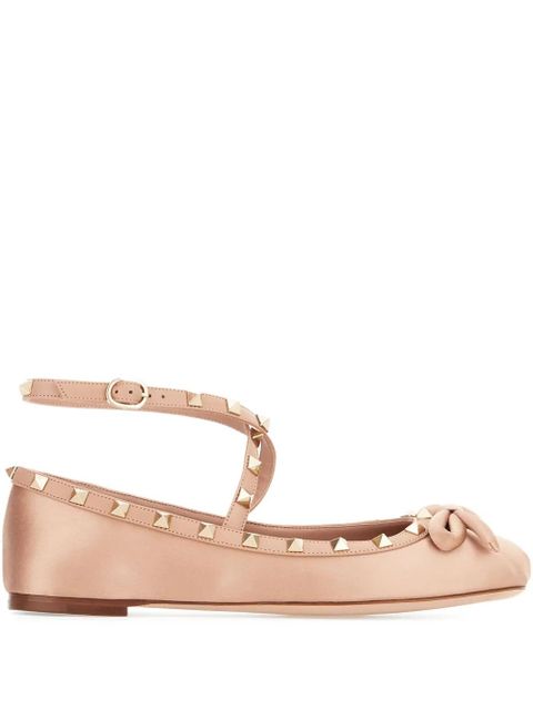 Valentino Garavani Rockstud satin ballet flats - Pink - zdjęcie produktu nr 1