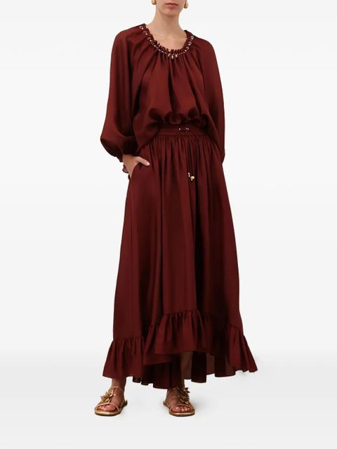 ZIMMERMANN Aster ruffled maxi skirt - Red - zdjęcie produktu nr 2