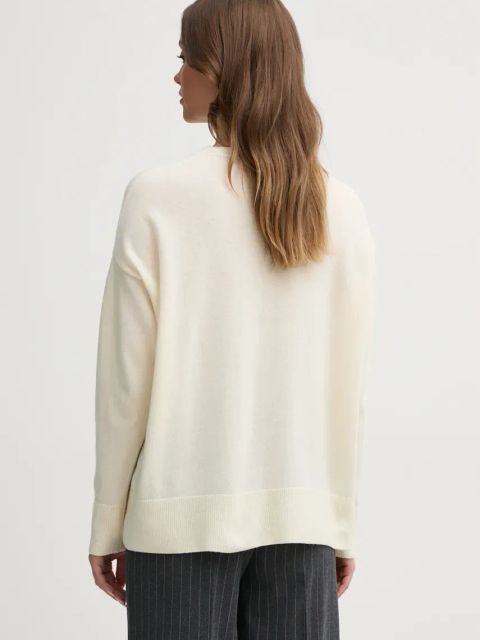 Sisley sweter wełniany damski kolor beżowy lekki 1044M103K